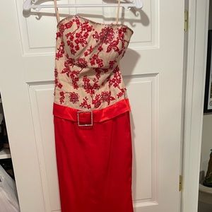 Size 2 Alyce Red silk Dress with Sequin
